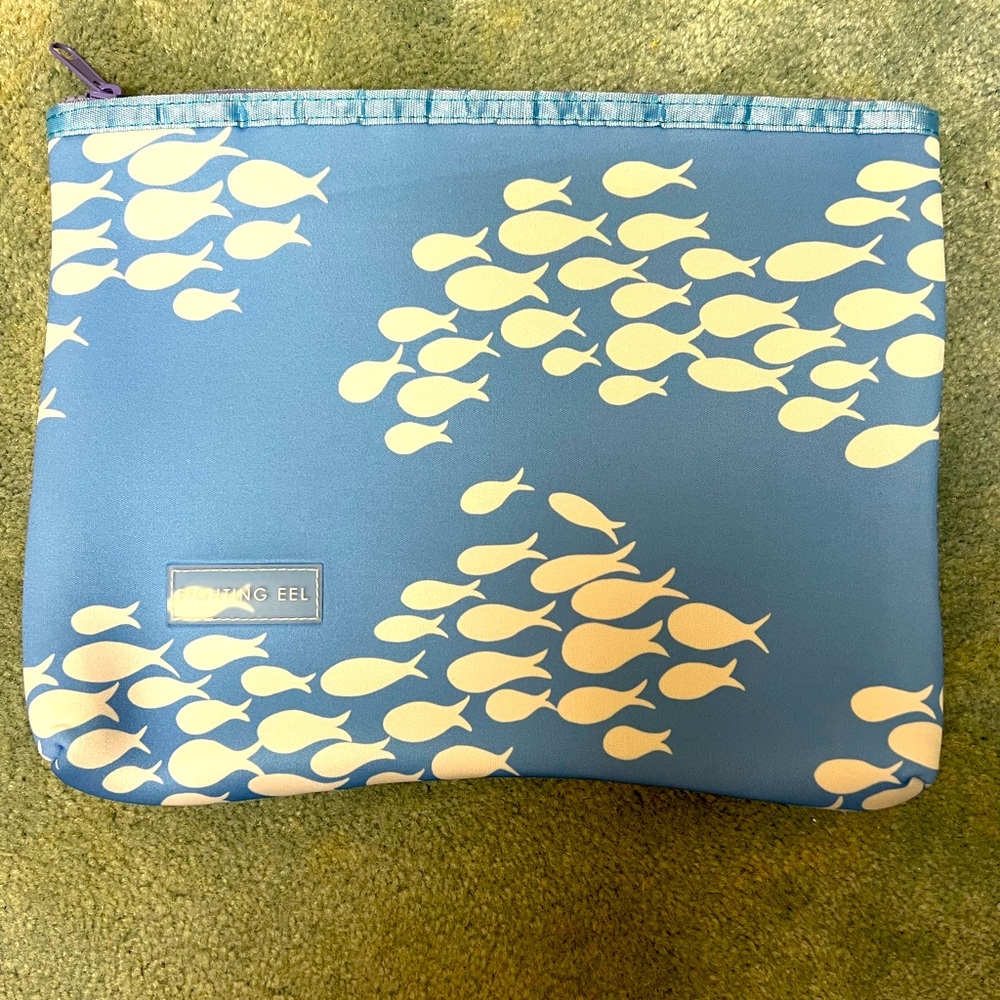Fighting Eel NWT Neoprene Pouch in Iris Fish